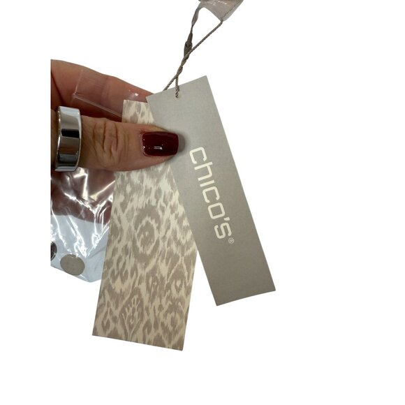 Chico's No-Iron White Black Contrast Trim Hi-Low Tunic Top - Size 3 XL - Picture 11 of 12